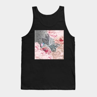 Beautiful Pink Roses, Inspirational Shabby and Chic Butterflies & Dragonfly Tank Top